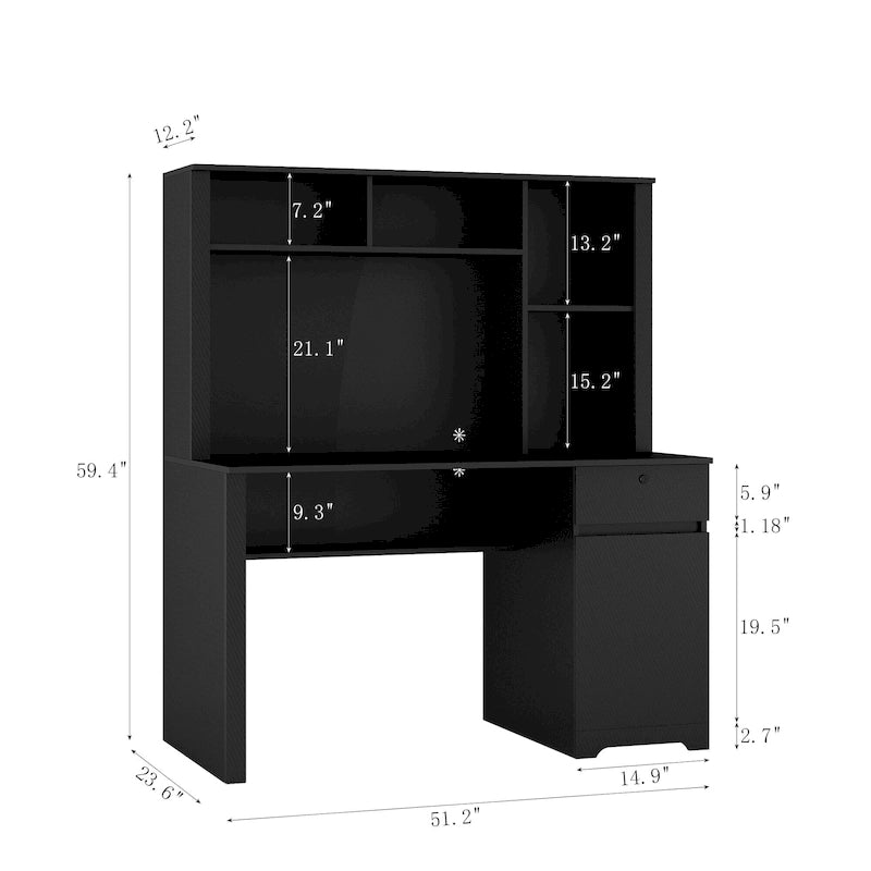 Bureau informatique moderne avec ports de chargement et rangement verrouillable pour bureau à domicile ou espaces de travail