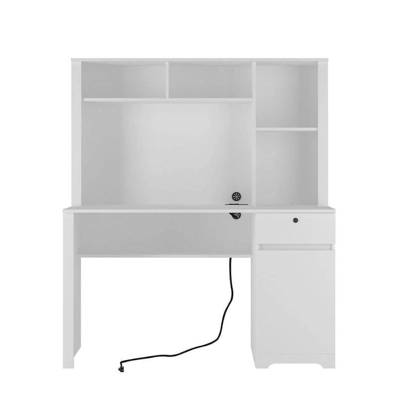 Modern Computer Office Desk with Charging Ports and Lockable for Home Office or Workspaces