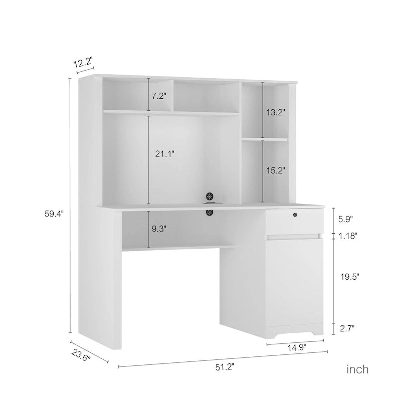 Modern Computer Office Desk with Charging Ports and Lockable for Home Office or Workspaces