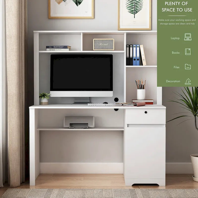 Modern Computer Office Desk with Charging Ports and Lockable for Home Office or Workspaces