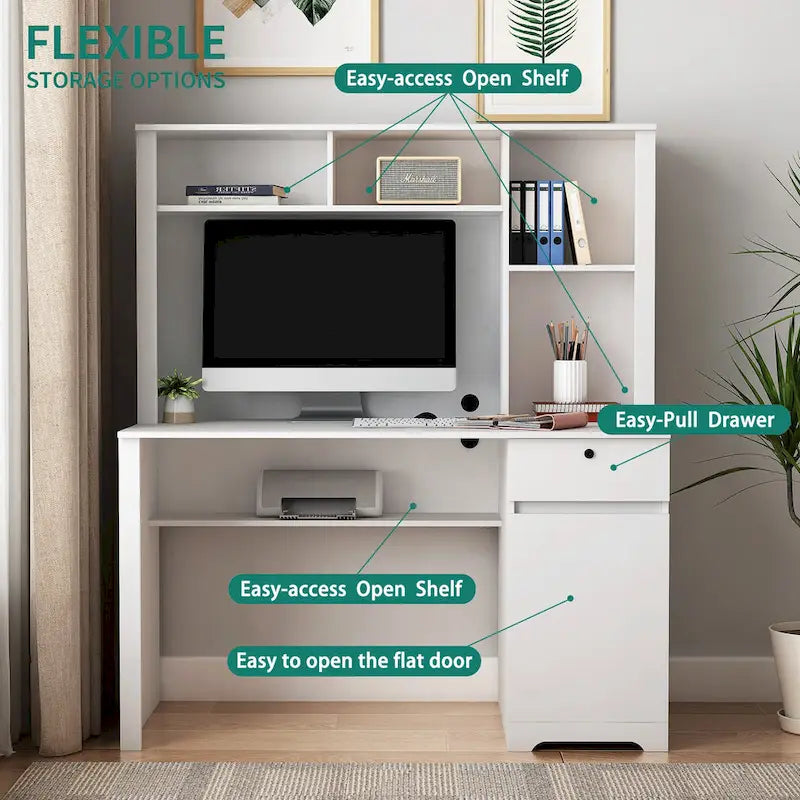 Modern Computer Office Desk with Charging Ports and Lockable for Home Office or Workspaces