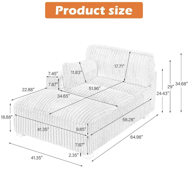 Chaise longue imbottita e morbida per interni