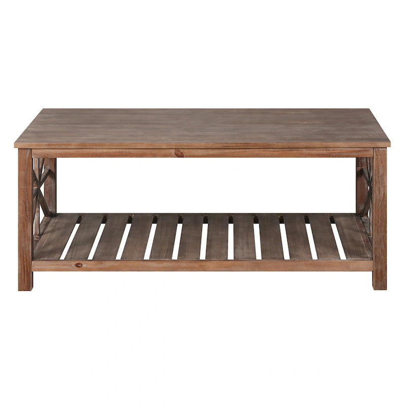 Modern Living Room Center Table with Shelves, for Living Room Brown