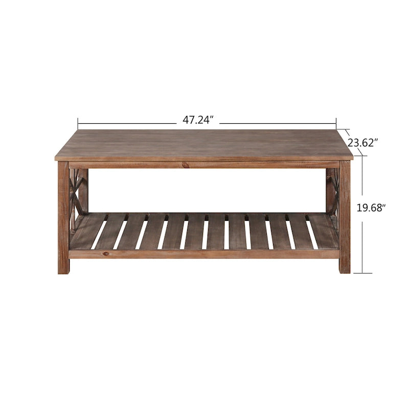 Modern Living Room Center Table with Shelves, for Living Room Brown