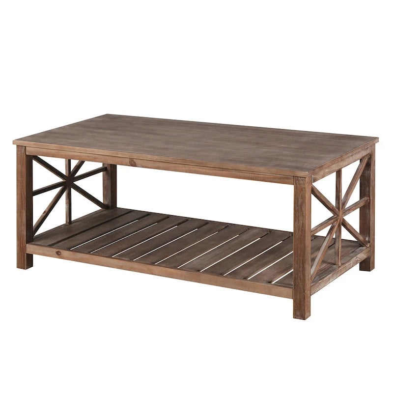Modern Living Room Center Table with Shelves, for Living Room Brown