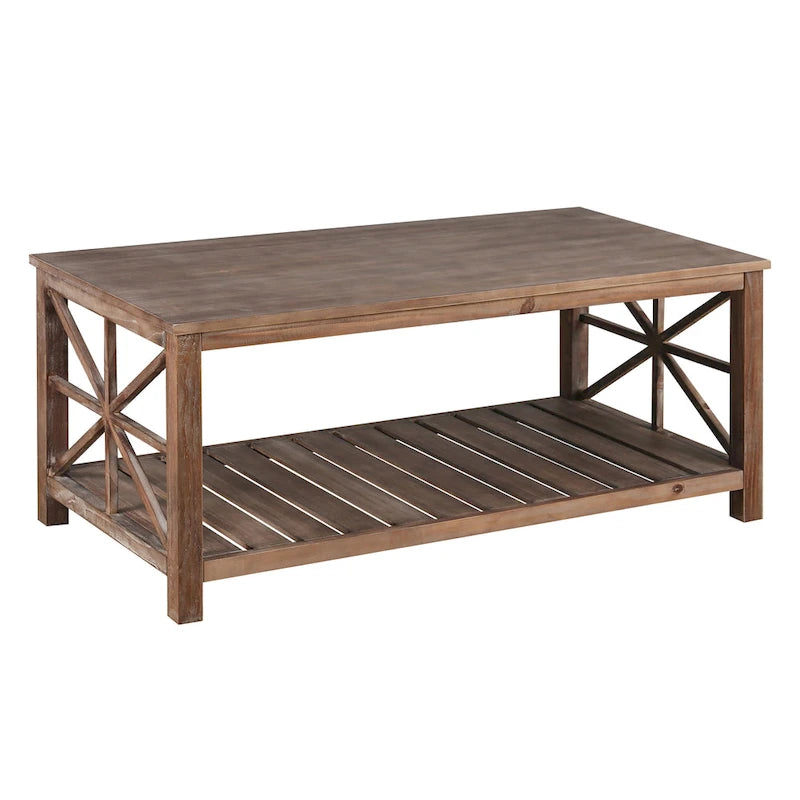 Modern Living Room Center Table with Shelves, for Living Room Brown