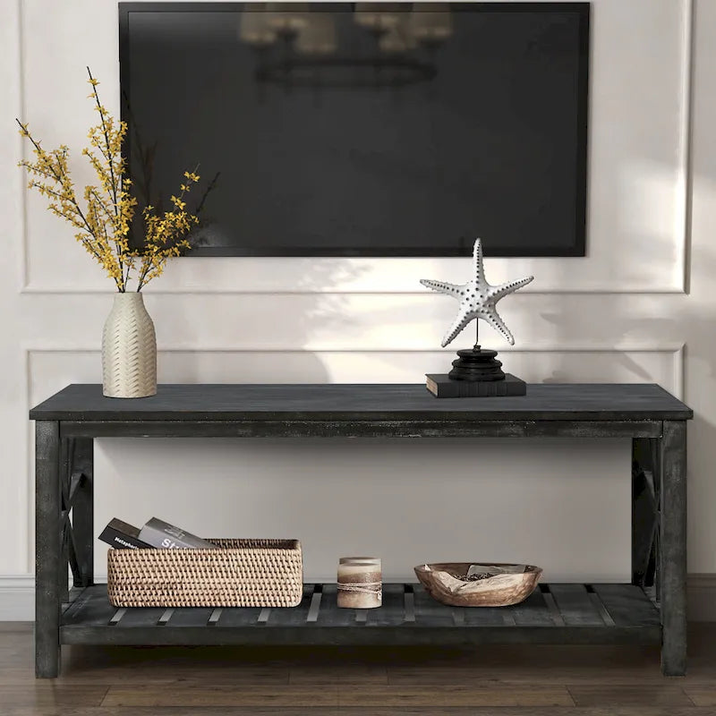 Modern Living Room Center Table with Shelves, for Living Room Brown
