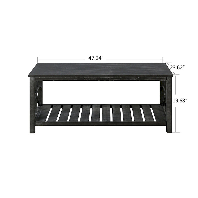 Modern Living Room Center Table with Shelves, for Living Room Brown