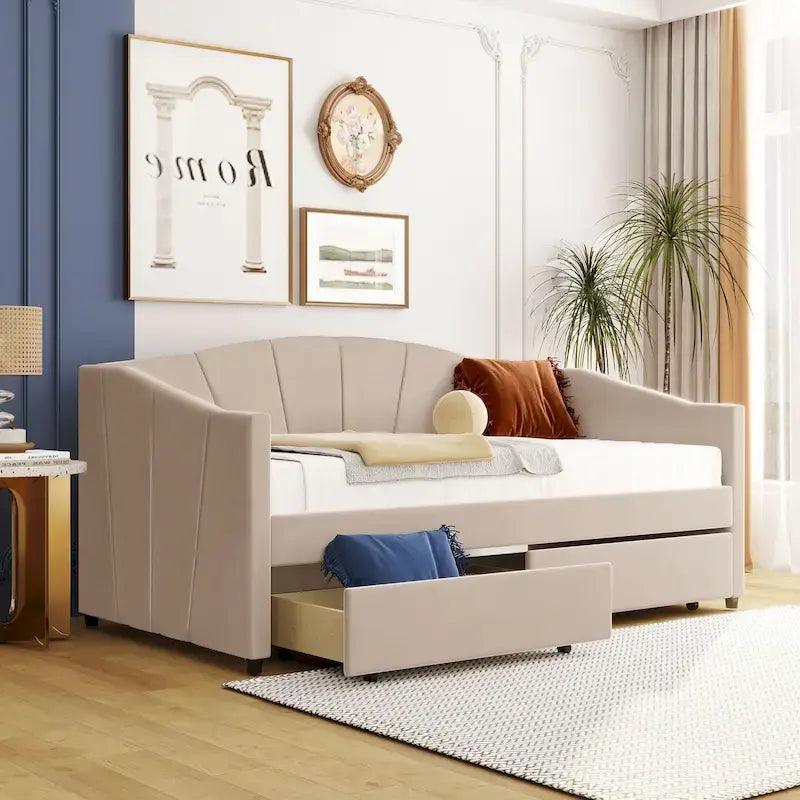 Letto da giorno singolo con doghe in legno e supporto