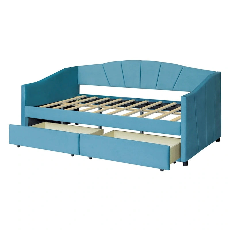 Letto da giorno singolo con doghe in legno e supporto