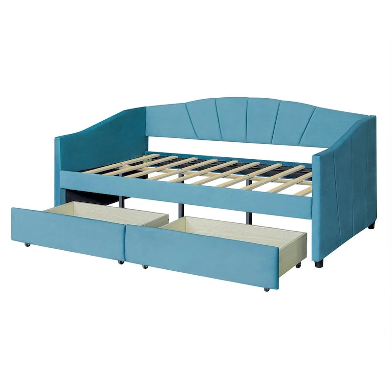 Letto da giorno singolo con doghe in legno e supporto