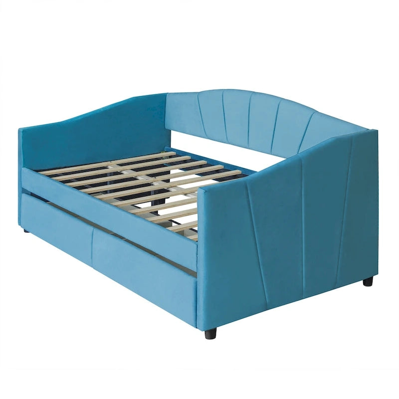 Letto da giorno singolo con doghe in legno e supporto