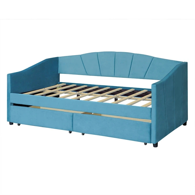 Letto da giorno singolo con doghe in legno e supporto