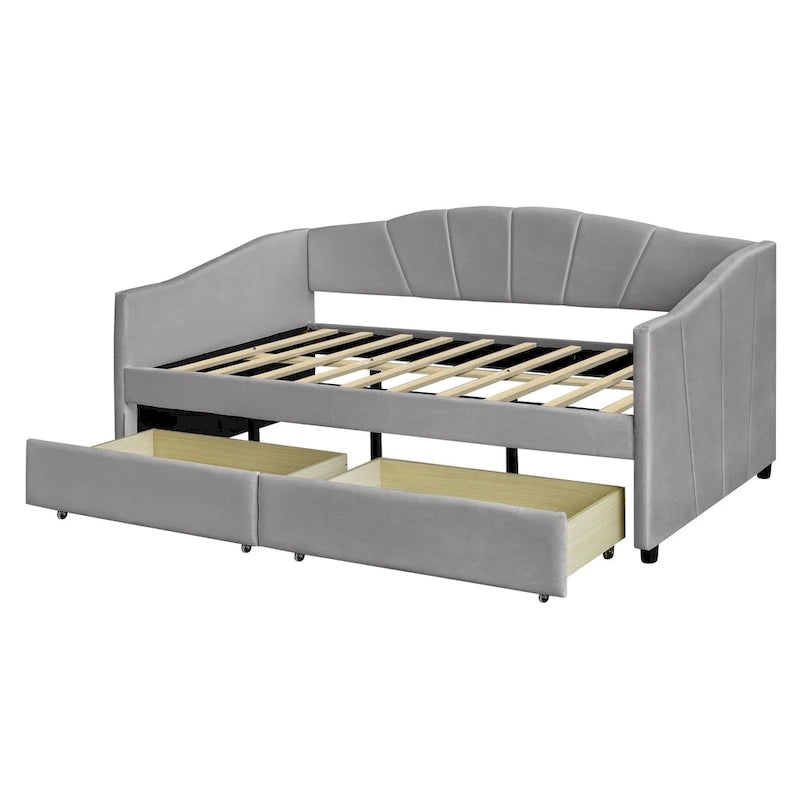 Letto da giorno singolo con doghe in legno e supporto