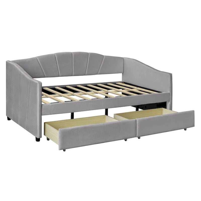 Letto da giorno singolo con doghe in legno e supporto