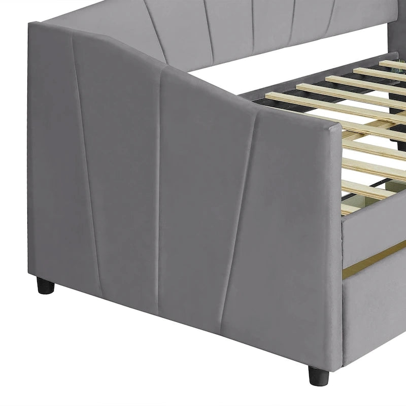 Letto da giorno singolo con doghe in legno e supporto
