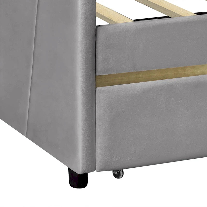 Letto da giorno singolo con doghe in legno e supporto