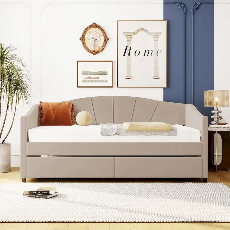 Letto da giorno singolo con doghe in legno e supporto