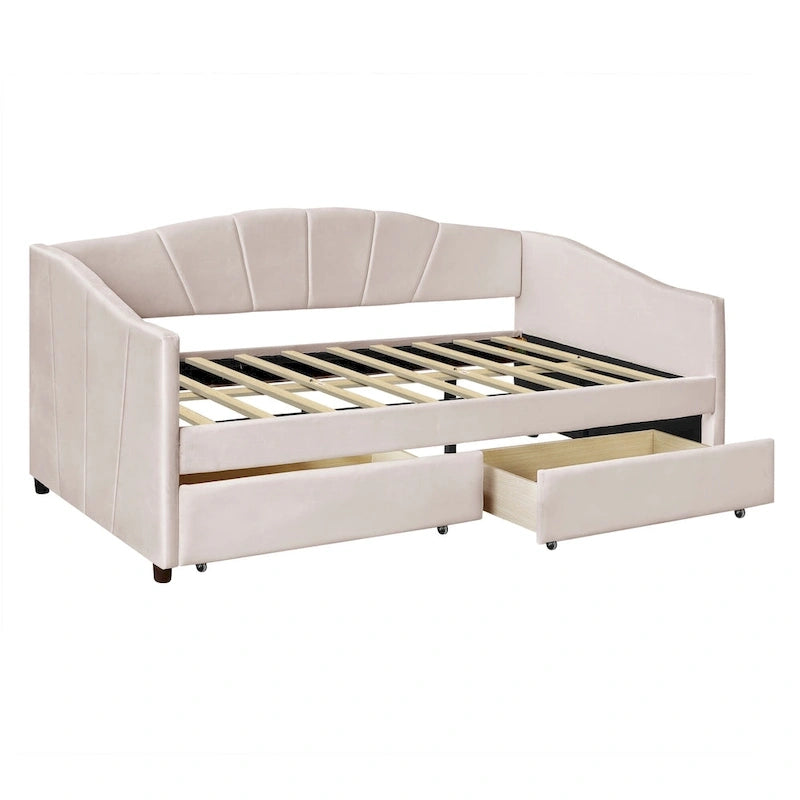 Letto da giorno singolo con doghe in legno e supporto
