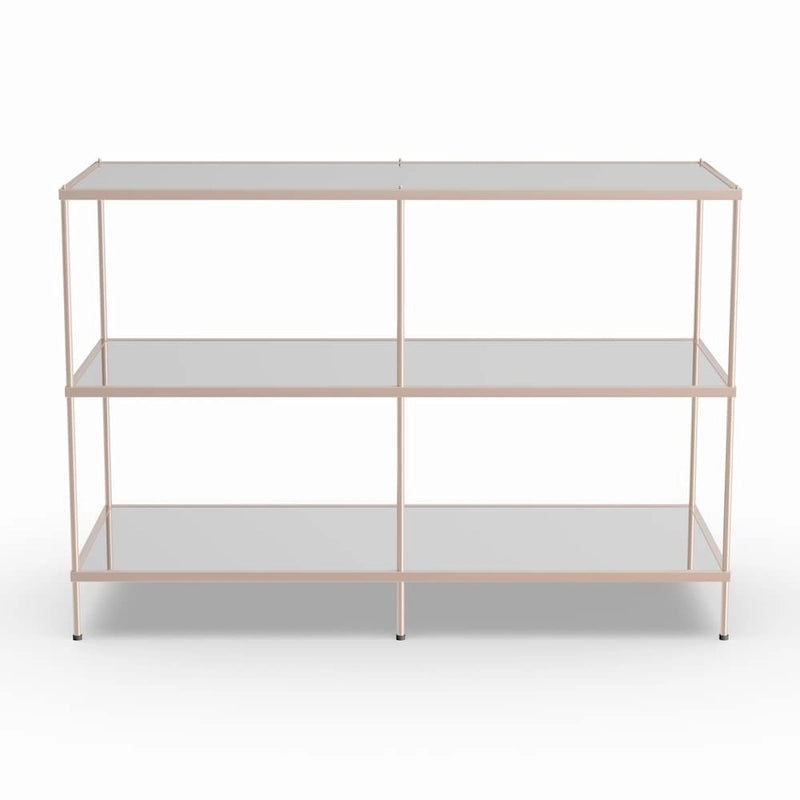 Modern Metal Table with Glass Top and Shelves
