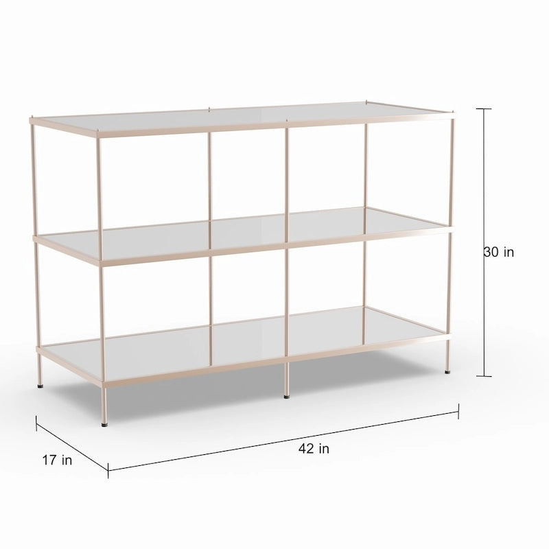 Modern Metal Table with Glass Top and Shelves