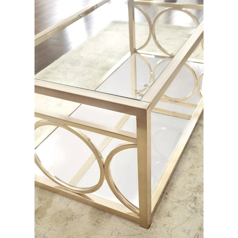 Metall in Goldton und gehärtetes Glas