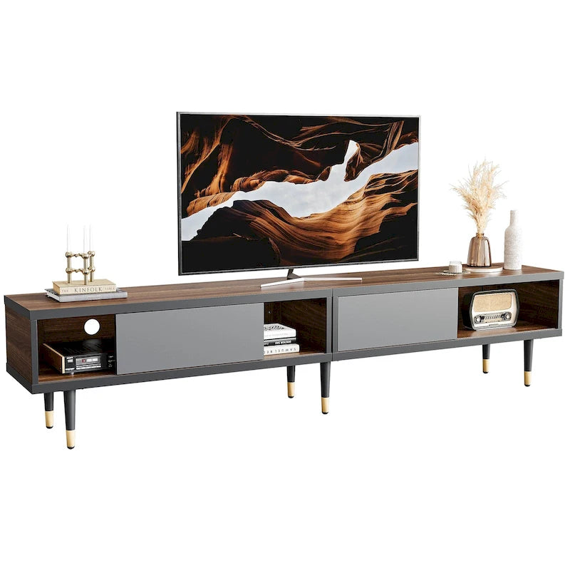 Moderner TV-Ständer für bis zu 85-Zoll-Fernseher, Entertainment-Center mit Stauraum - 80 Zoll