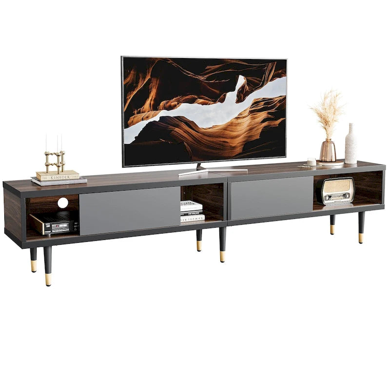 Moderner TV-Ständer für bis zu 85-Zoll-Fernseher, Entertainment-Center mit Stauraum - 80 Zoll