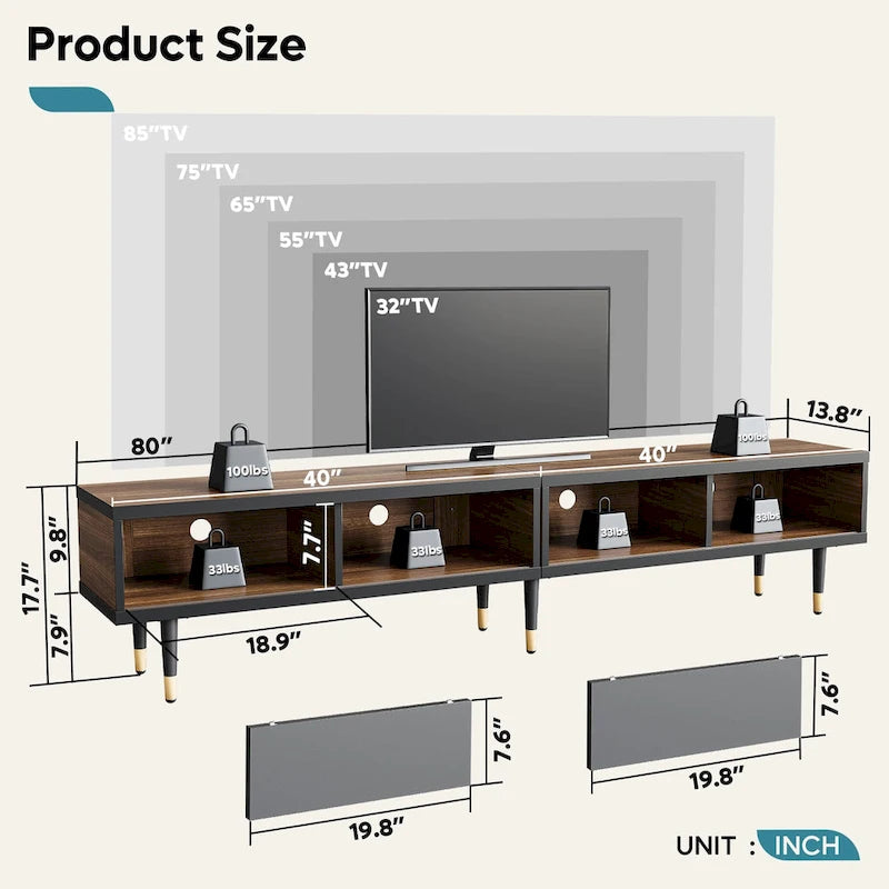 Modern TV up to for 85 inch TVs Entertainment Center with - 80 inch