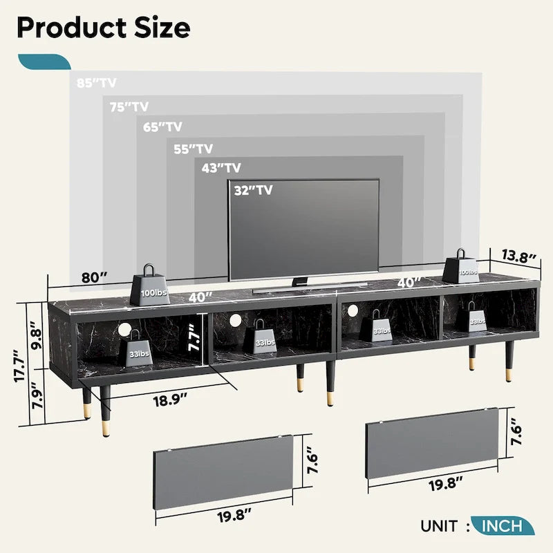 Modern TV up to for 85 inch TVs Entertainment Center with - 80 inch