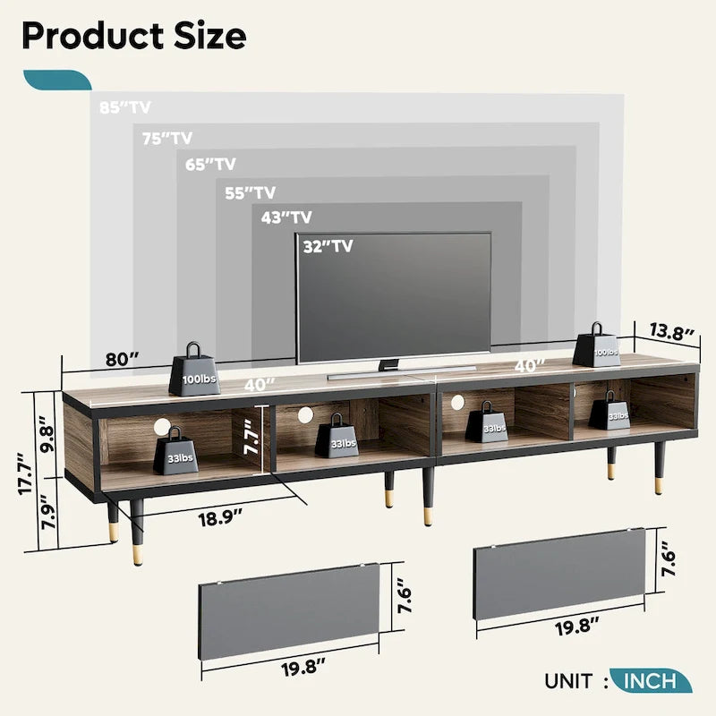 Modern TV up to for 85 inch TVs Entertainment Center with - 80 inch