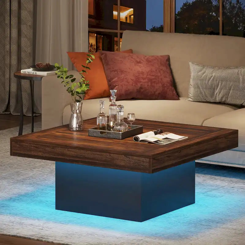 Struttura quadrata in legno ingegnerizzato con LED