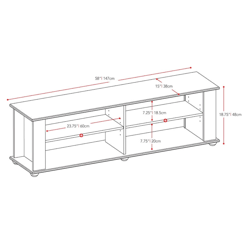 Black TV, accommodates TVs up to 55 or 75