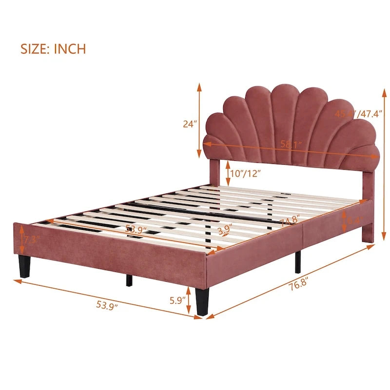 Letto a piattaforma matrimoniale con testiera floreale