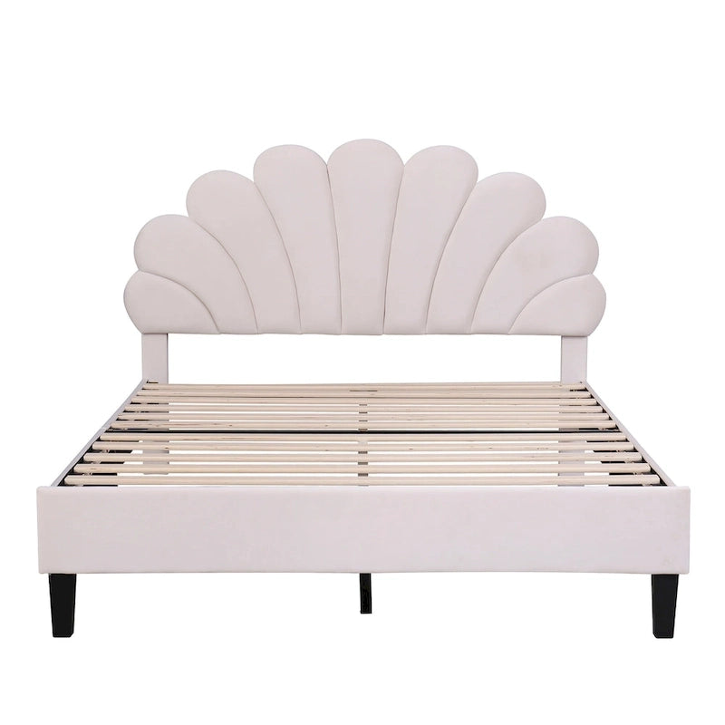 Letto a piattaforma matrimoniale con testiera floreale
