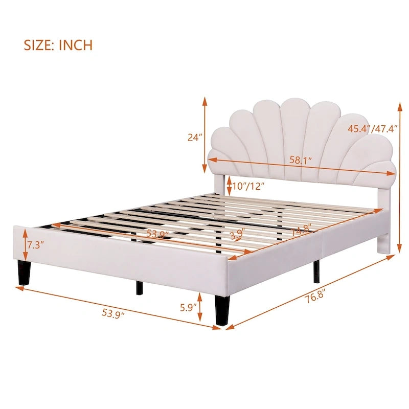 Letto a piattaforma matrimoniale con testiera floreale