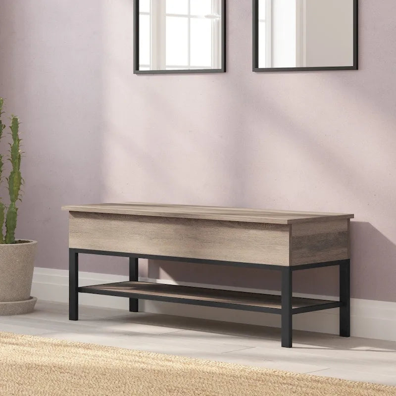 Modern Bench with Lower Shelf