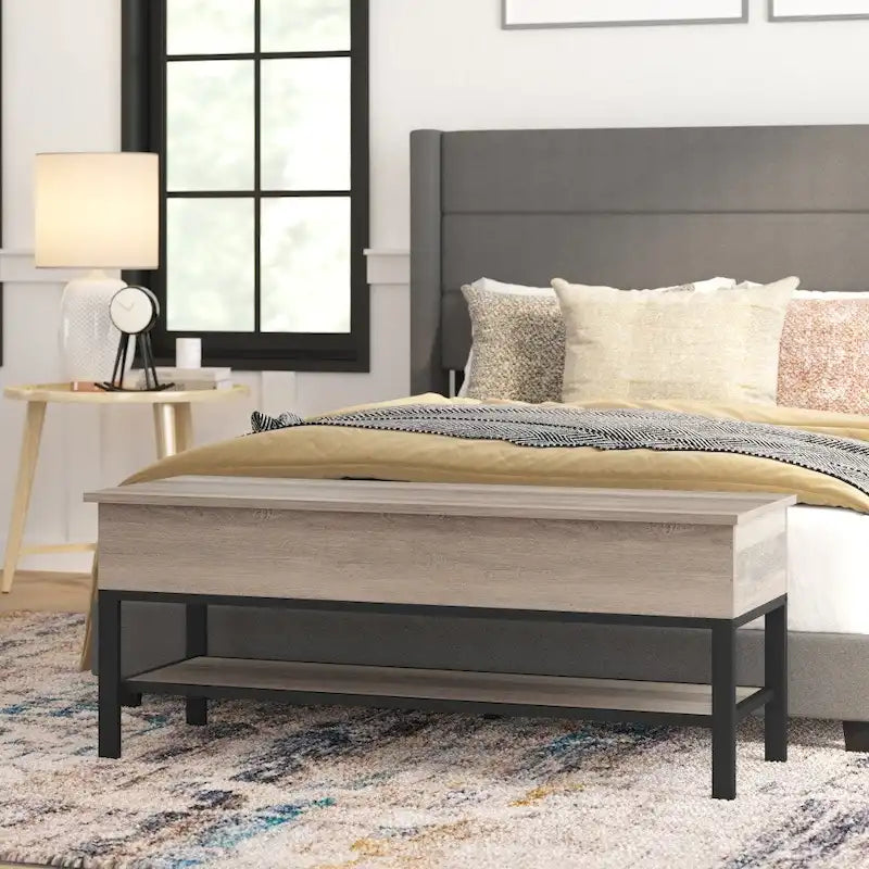 Modern Bench with Lower Shelf