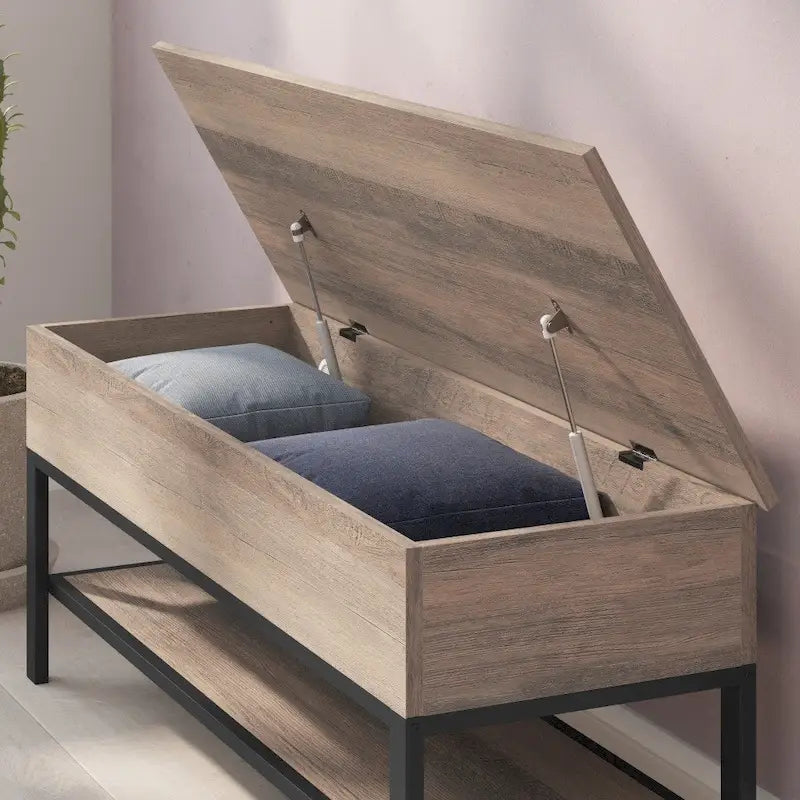 Modern Bench with Lower Shelf