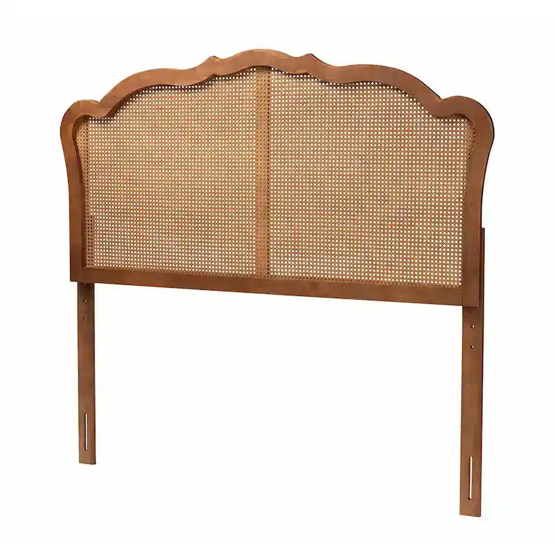 Klassisches und traditionelles Kopfteil aus Eschenholz mit Walnuss-Finish und Rattan