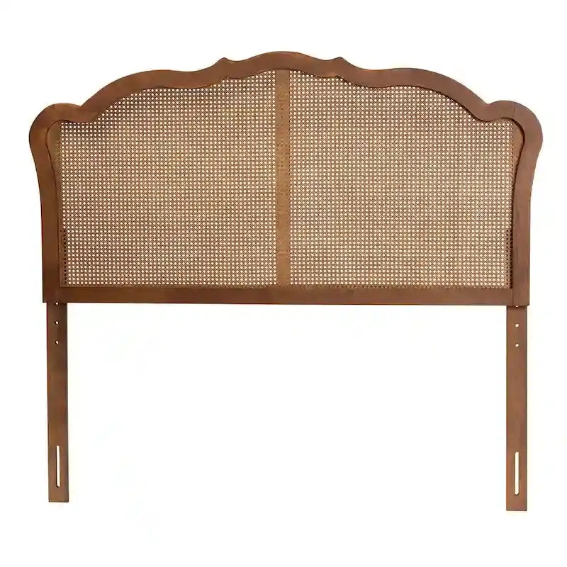 Klassisches und traditionelles Kopfteil aus Eschenholz mit Walnuss-Finish und Rattan