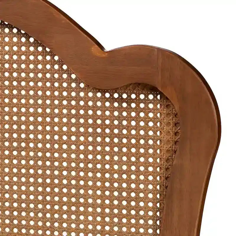 Klassisches und traditionelles Kopfteil aus Eschenholz mit Walnuss-Finish und Rattan