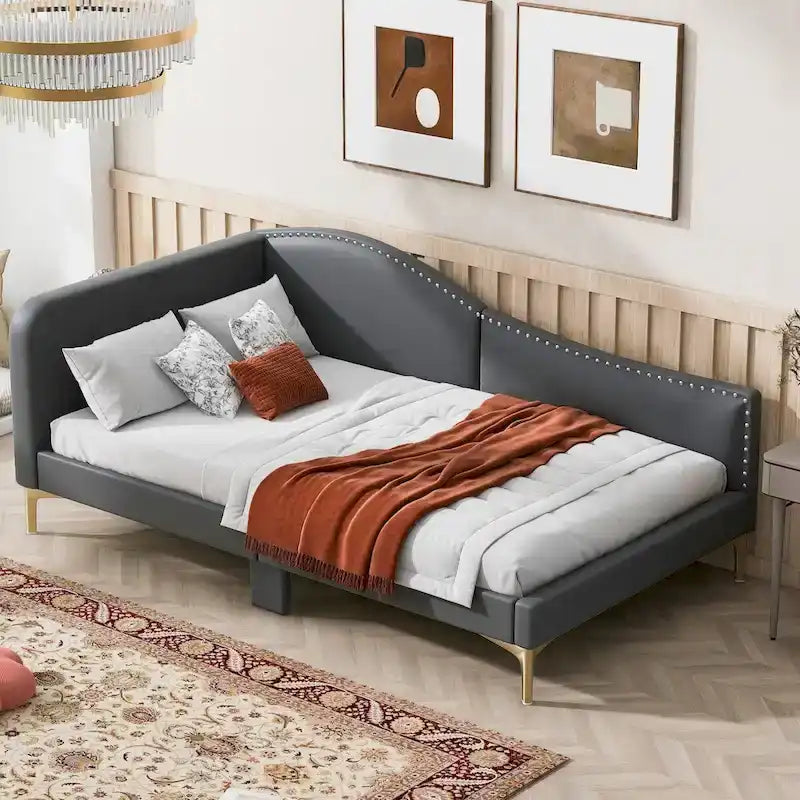Full/Twin Size Daybed with Headboard and Armrest, Support, Full/Twin Size Bed