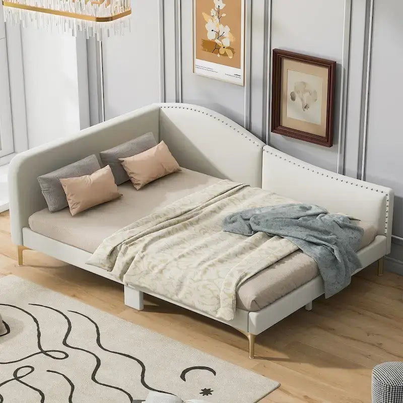 Letto da giorno matrimoniale/singolo con testiera e braccioli, supporto, letto matrimoniale/singolo
