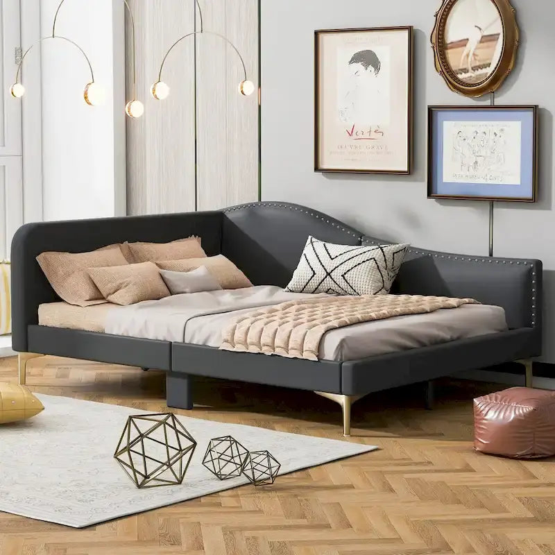 Full/Twin Size Daybed with Headboard and Armrest, Support, Full/Twin Size Bed