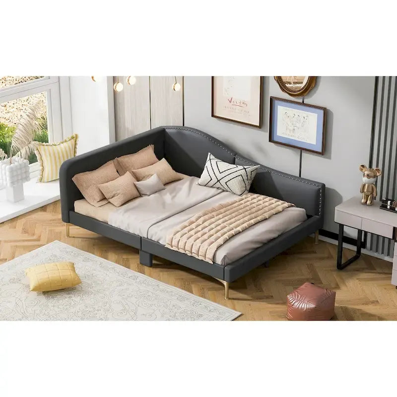 Full/Twin Size Daybed with Headboard and Armrest, Support, Full/Twin Size Bed