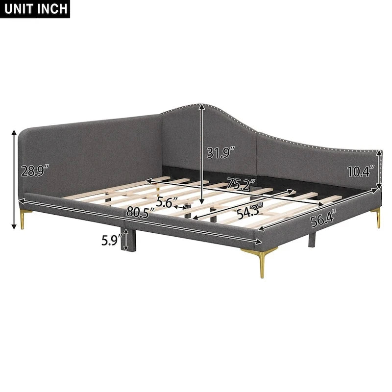 Full/Twin Size Daybed with Headboard and Armrest, Support, Full/Twin Size Bed