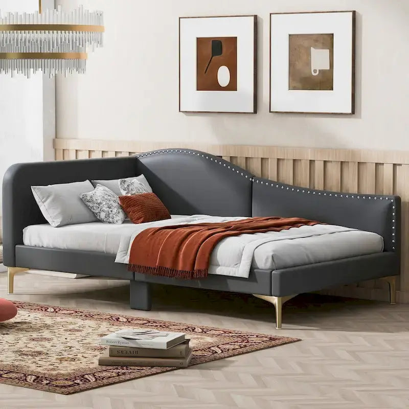 Full/Twin Size Daybed with Headboard and Armrest, Support, Full/Twin Size Bed