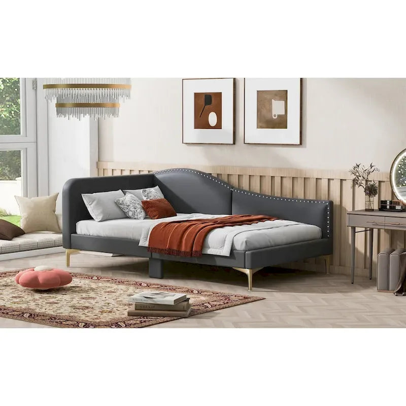 Full/Twin Size Daybed with Headboard and Armrest, Support, Full/Twin Size Bed