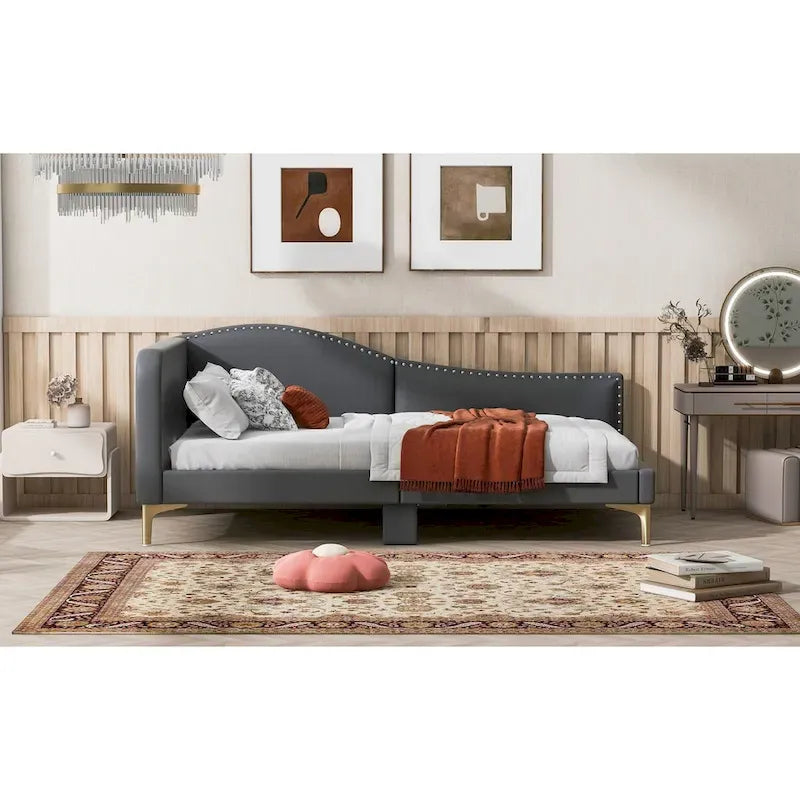 Full/Twin Size Daybed with Headboard and Armrest, Support, Full/Twin Size Bed
